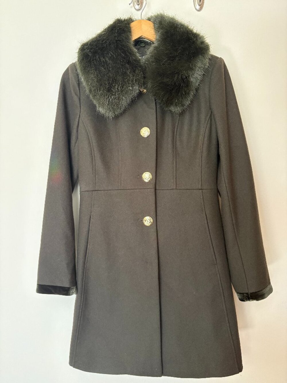 Laundry by Shelli Segal Wool Coat Women’s M Green Corset Lace Up Back